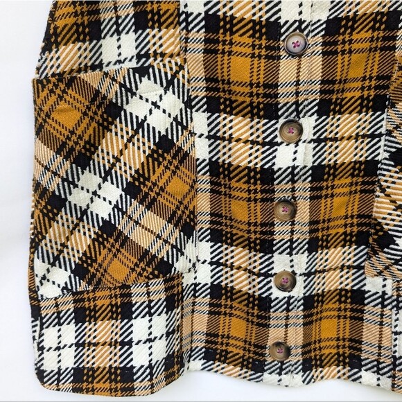 NWT Maeve by Anthropologie Plaid Button Front Mini Skirt Yellow Size 14 - Picture 4 of 10